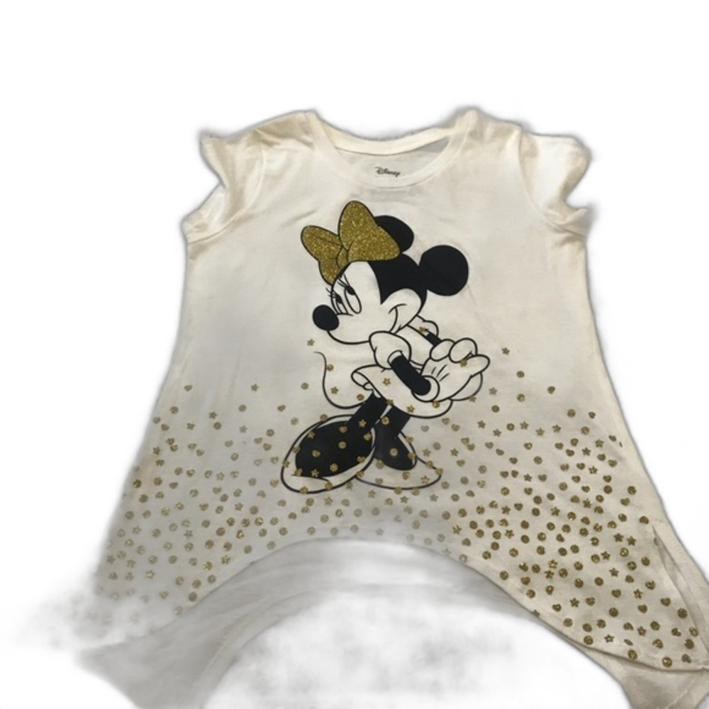 Disney kids cream short sleeve glitter Mini top size L disney mouse mickey